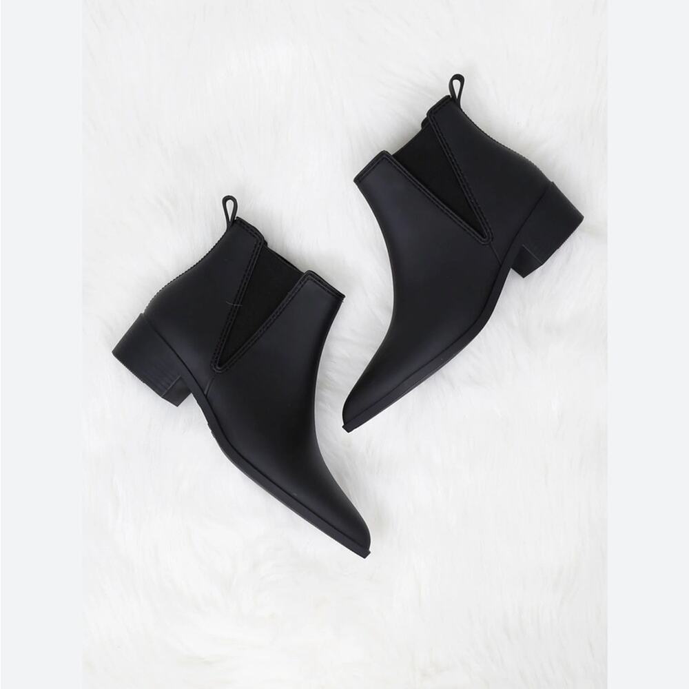 Jeffrey Campbell Mist Ankle Rain Boots‎ 6 Black